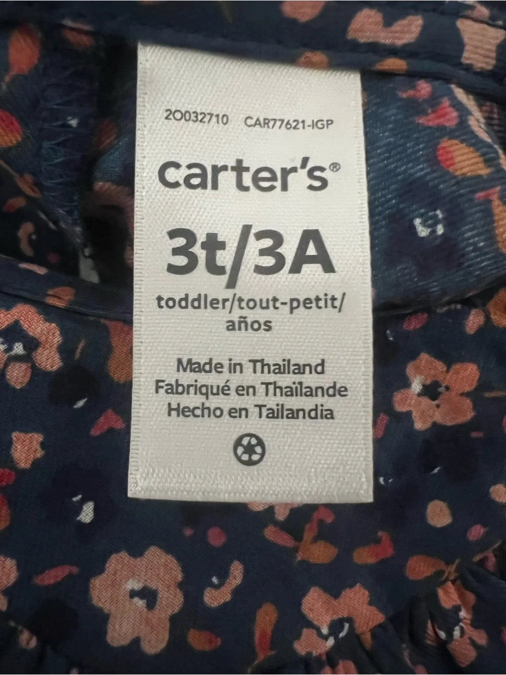 Carter's Navy Floral Ruffle Collar Top with Dusty Pink Legging-NWT-Girls Size 3T